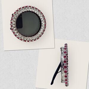 Papyrus Round Pink & Silver Bejeweled 4" x 4" (5" x 5")  Round Picture Frame